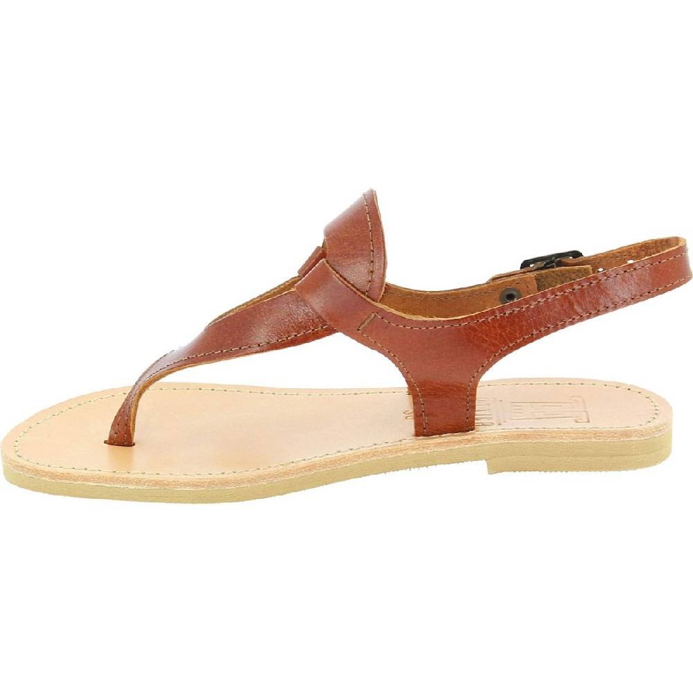 Lartigiano Del Cuoio Sandali Infradito A Goccia Da Donna Fatti A Mano In Pelle Di Vitello Marrone