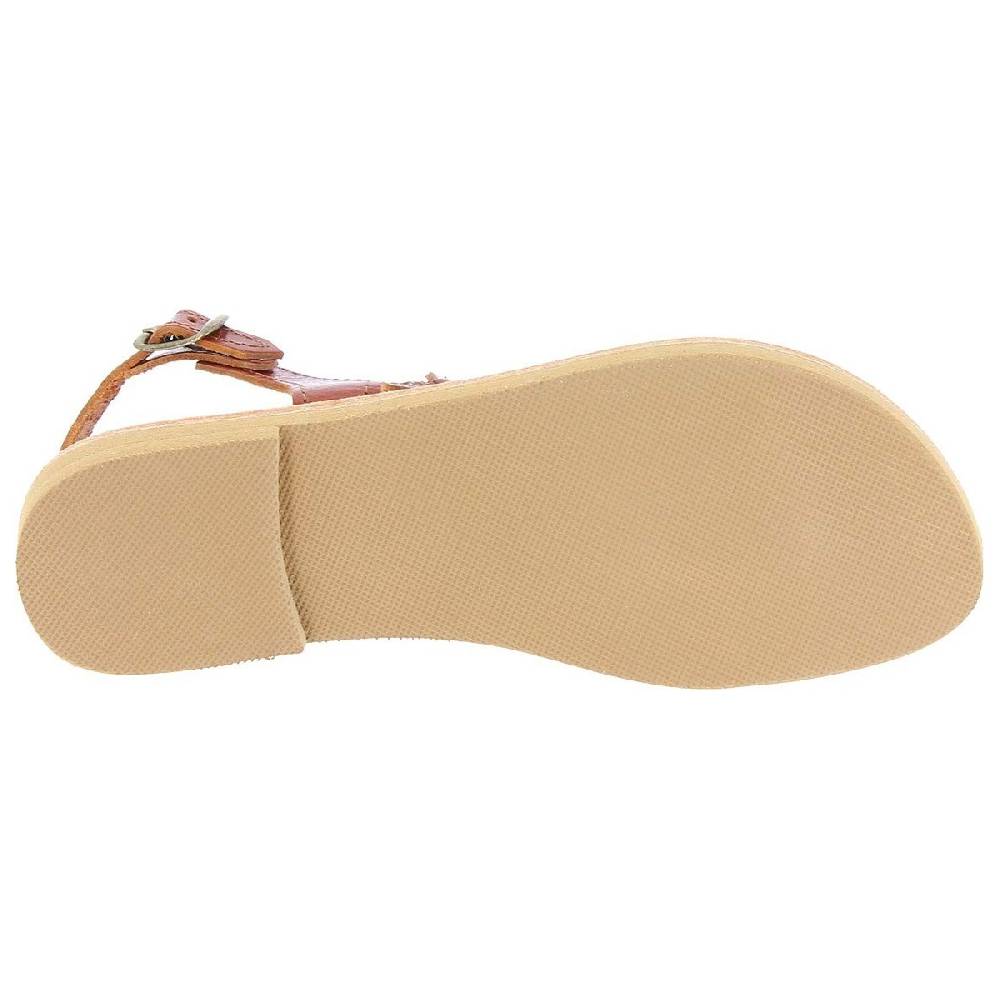 Lartigiano Del Cuoio Sandali Infradito A Goccia Da Donna Fatti A Mano In Pelle Di Vitello Marrone