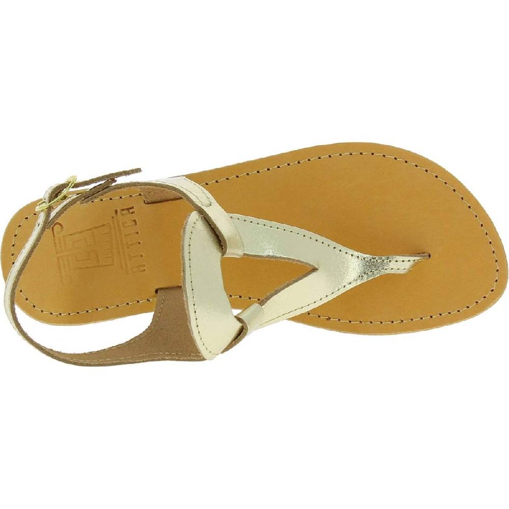 Lartigiano Del Cuoio Sandali Infradito A Goccia Da Donna Fatti A Mano In Pelle Di Vitello Laminata Oro