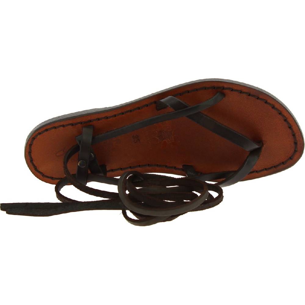 Lartigiano Del Cuoio Sandali Infradito Alla Schiava Artigianali In Pelle Marrone Scuro