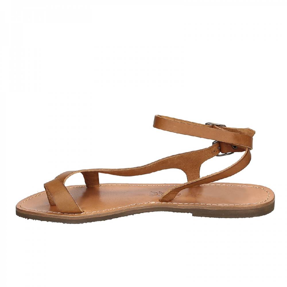 Lartigiano Del Cuoio Sandali Infradito Artigianali Da Donna In Pelle Color Cuoio