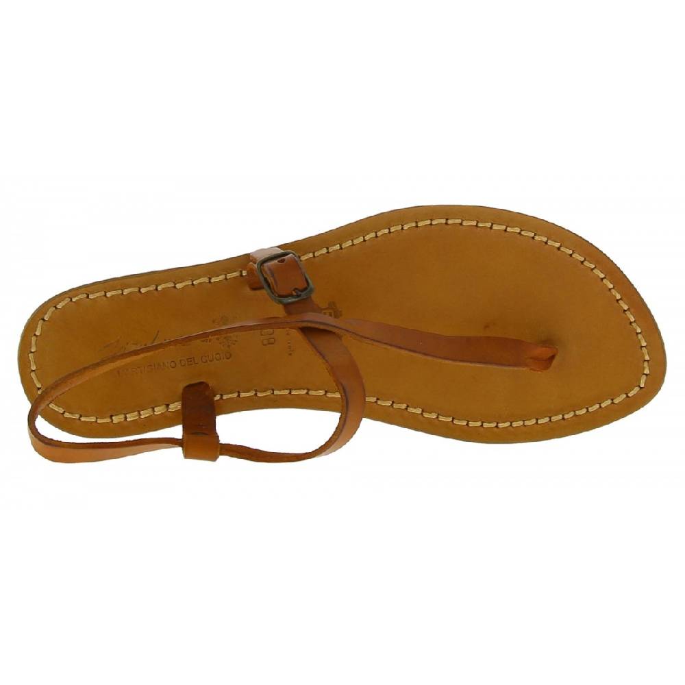 Lartigiano Del Cuoio Sandali Infradito Artigianali Da Donna In Pelle Color Cuoio
