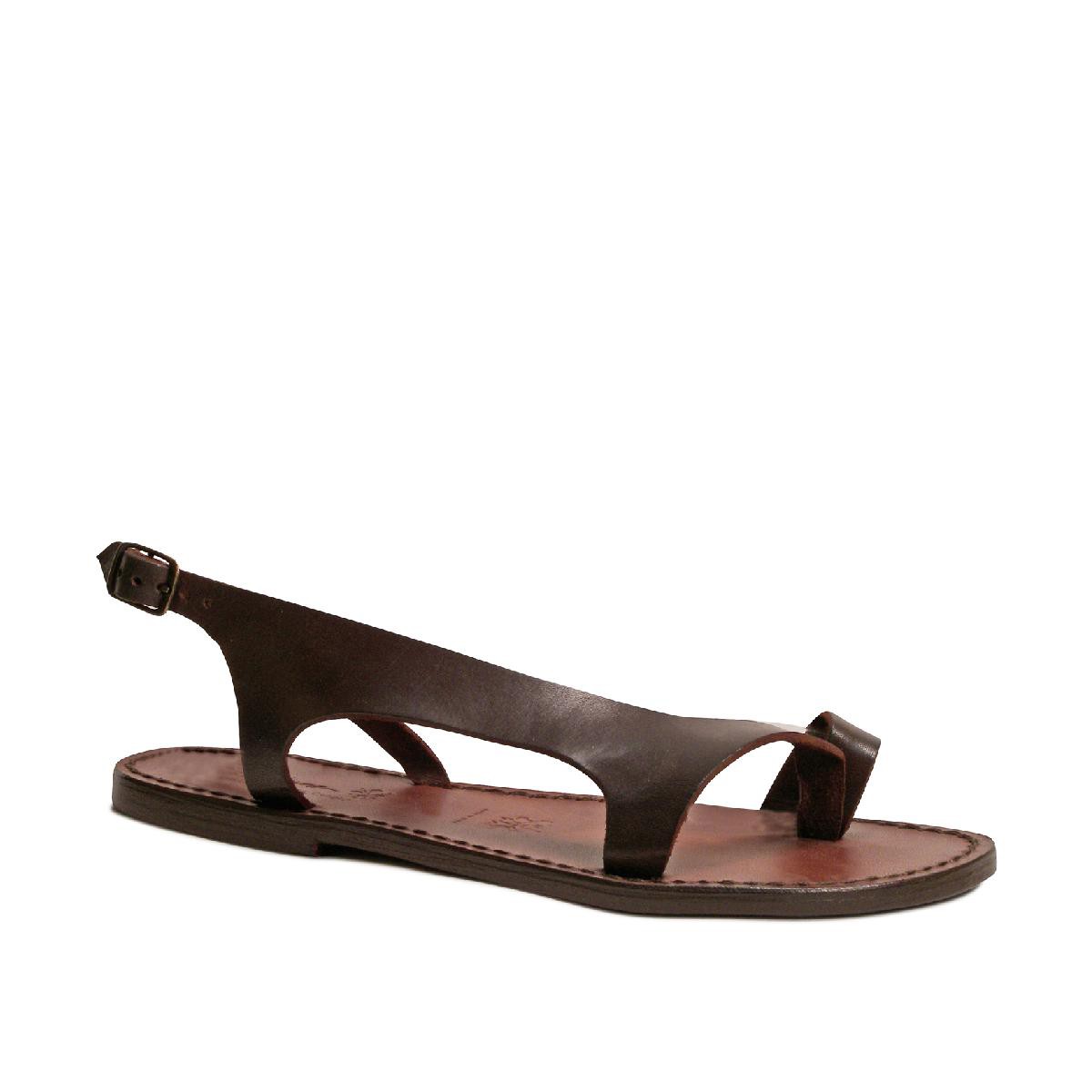 Lartigiano Del Cuoio Sandali Infradito Artigianali Da Donna In Pelle Testa Di Moro