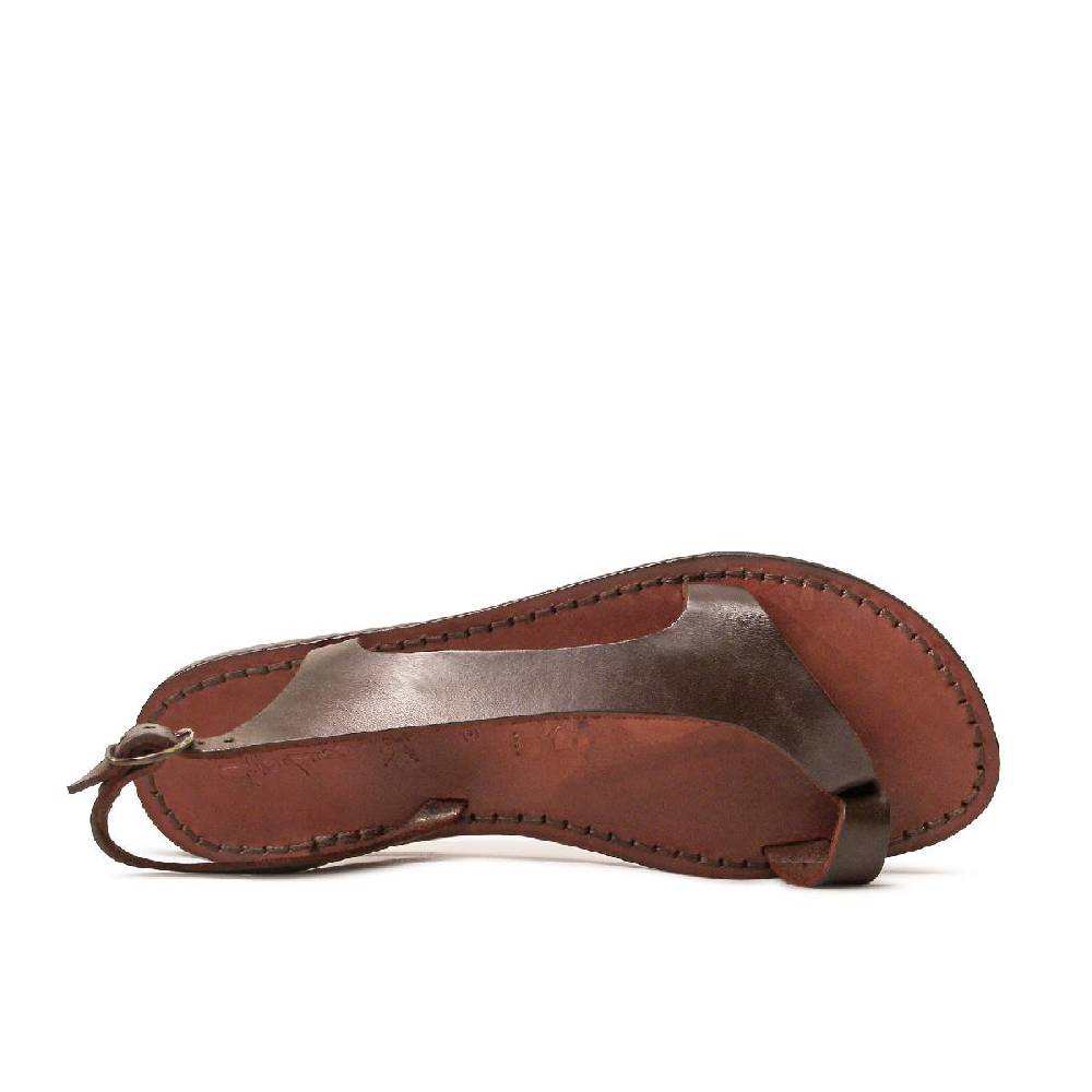 Lartigiano Del Cuoio Sandali Infradito Artigianali Da Donna In Pelle Testa Di Moro