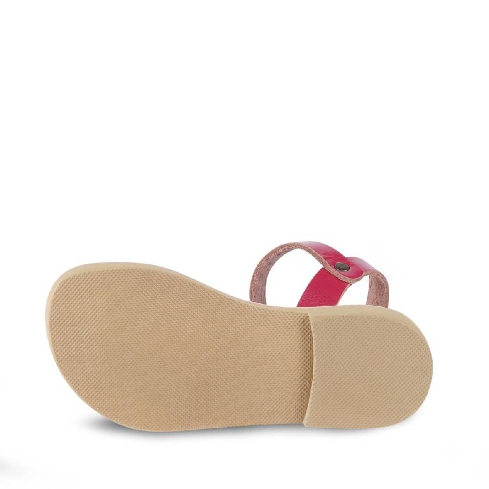 Lartigiano Del Cuoio Sandali Infradito Da Bambina In Pelle Di Vitello Fucsia Chiusura Con Fibbia