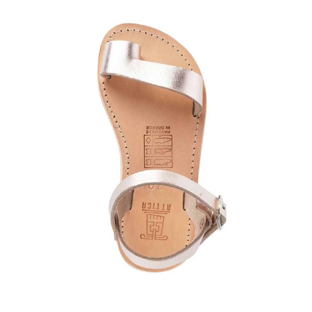 Lartigiano Del Cuoio Sandali Infradito Da Bambina In Pelle Di Vitello Oro Rosa Chiusura Con Fibbia