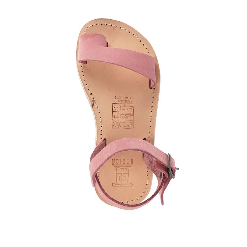 Lartigiano Del Cuoio Sandali Infradito Da Bambina In Pelle Nubuk Rosa Chiusura Con Fibbia