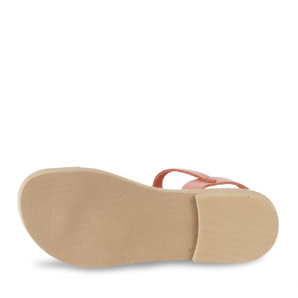 Lartigiano Del Cuoio Sandali Infradito Da Bambino In Pelle Di Vitello Arancione Chiusura Con Fibbia