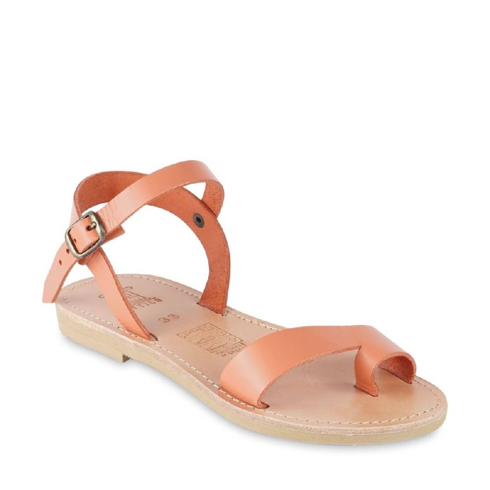 Lartigiano Del Cuoio Sandali infradito da bambino in pelle di vitello arancione chiusura con fibbia