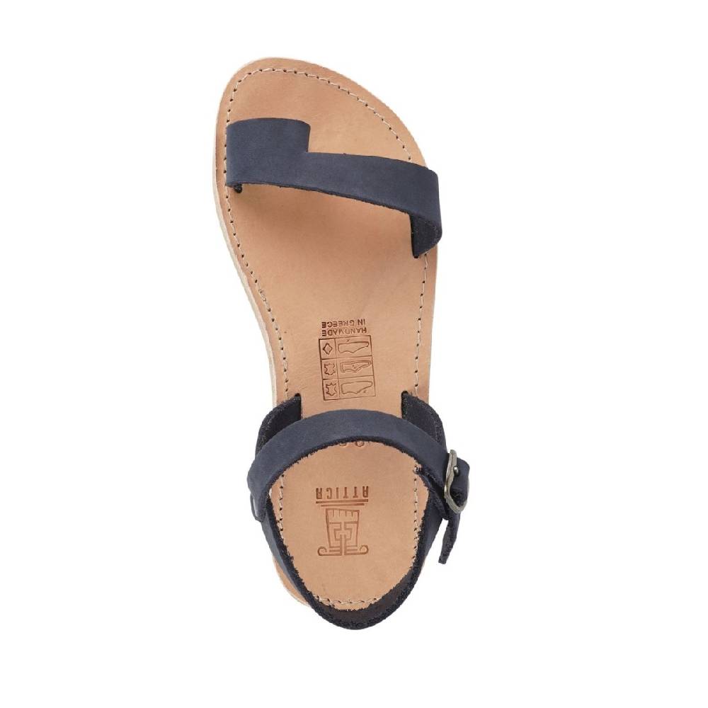 Lartigiano Del Cuoio Sandali Infradito Da Bambino In Pelle Nubuk Blu Chiusura Con Fibbia