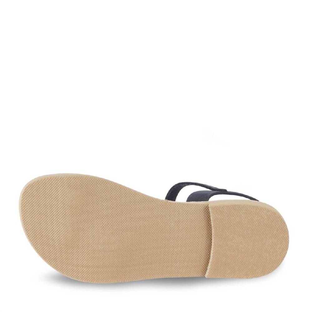 Lartigiano Del Cuoio Sandali Infradito Da Bambino In Pelle Nubuk Blu Chiusura Con Fibbia