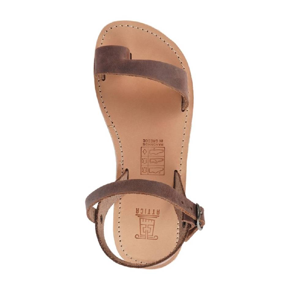 Lartigiano Del Cuoio Sandali Infradito Da Bambino In Pelle Nubuk Marrone Scuro Chiusura Con Fibbia