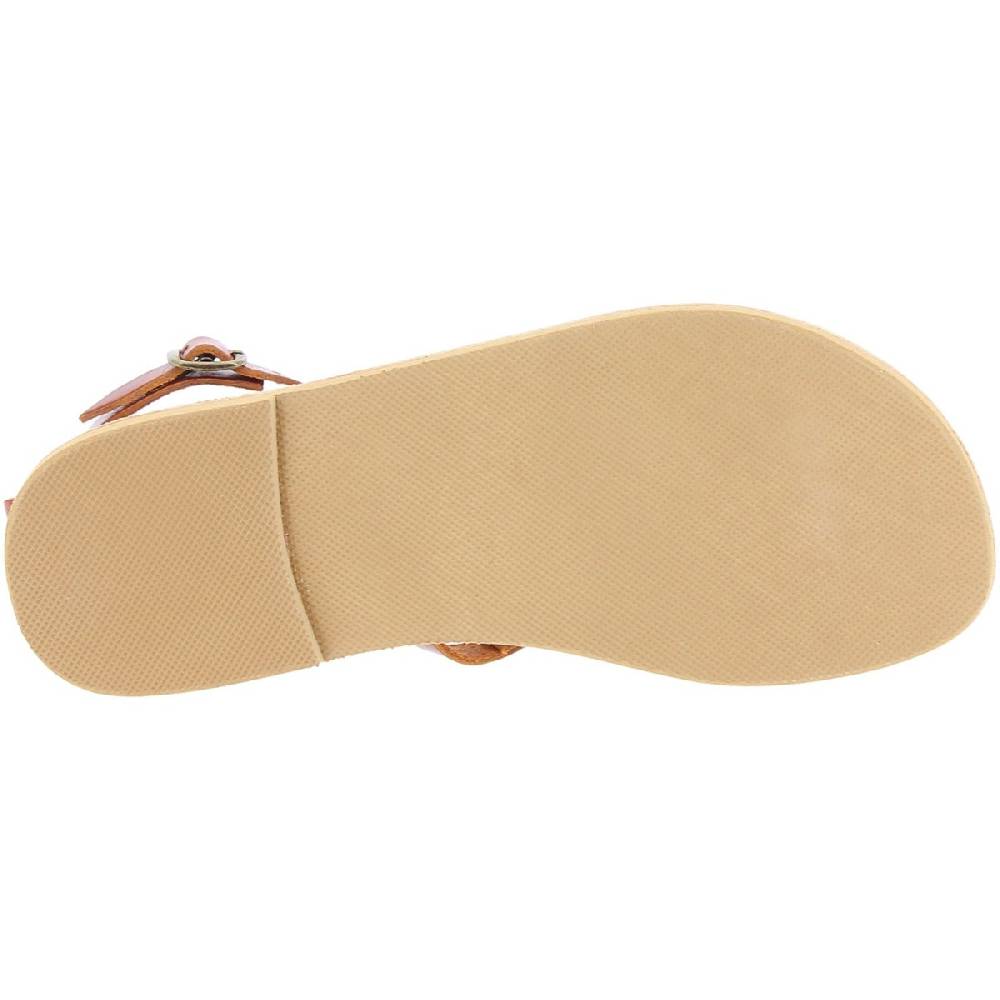 Lartigiano Del Cuoio Sandali Infradito Da Donna Con Lacci Incrociati Fatti A Mano In Pelle Di Vitello Marrone