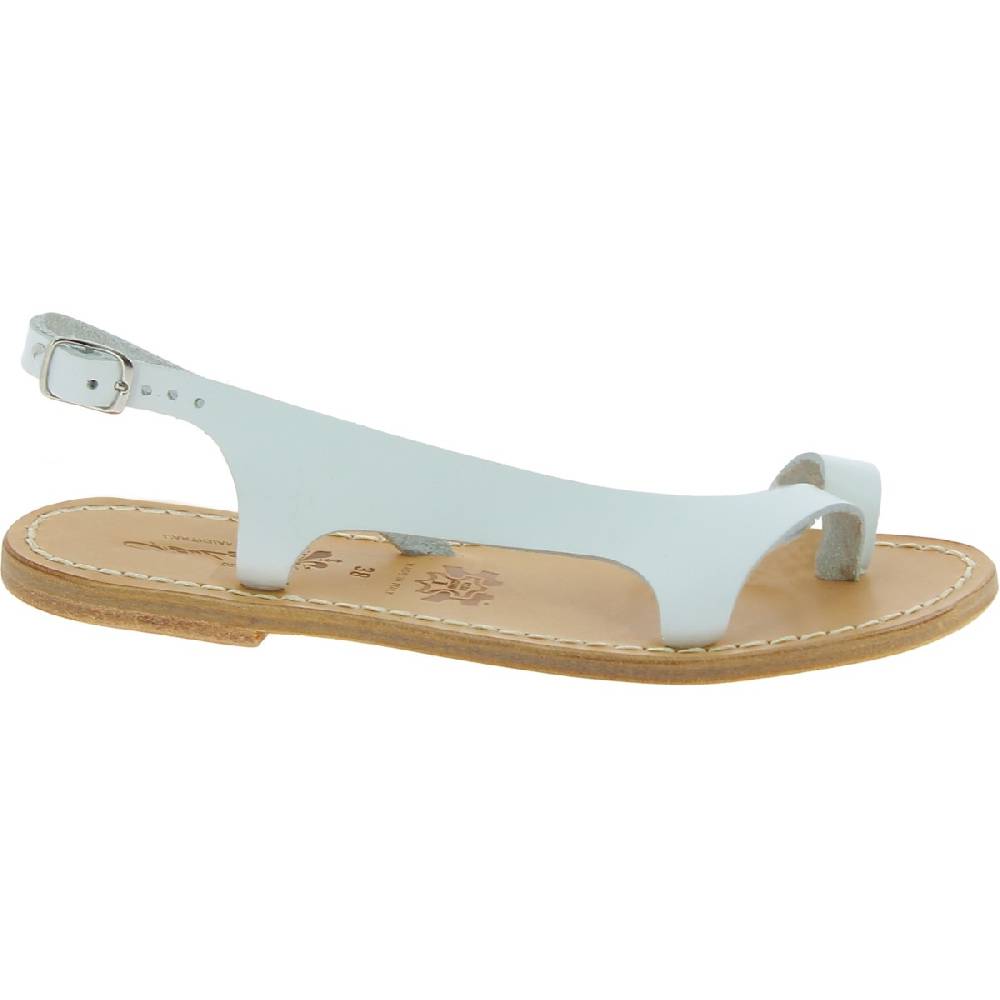 Lartigiano Del Cuoio Sandali Infradito Da Donna In Pelle Bianca Artigianali