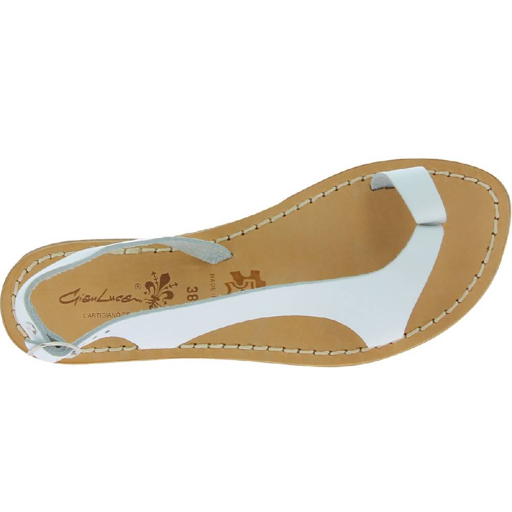 Lartigiano Del Cuoio Sandali Infradito Da Donna In Pelle Bianca Artigianali