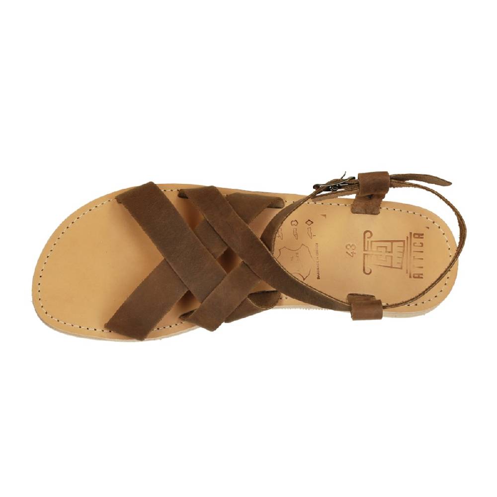 Lartigiano Del Cuoio Sandali Infradito Da Uomo In Pelle Nabuk Marrone Fatti A Mano