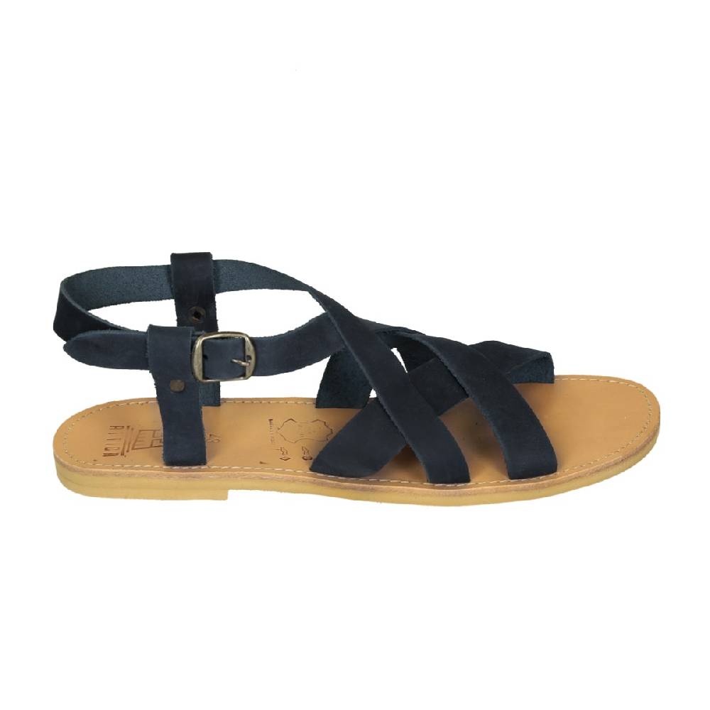 Lartigiano Del Cuoio Sandali Infradito Da Uomo In Pelle Nabuk Nero Fatti A Mano