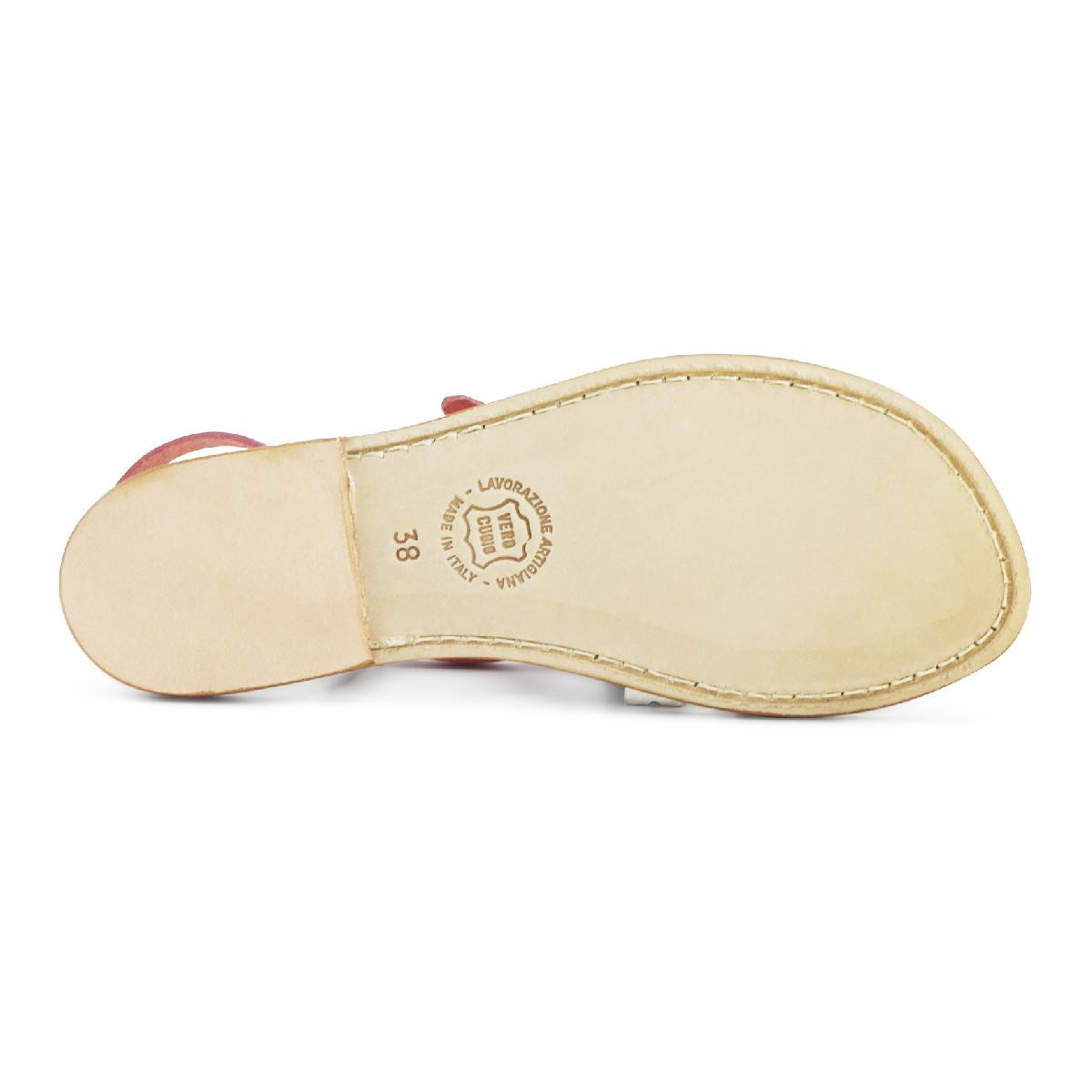 Lartigiano Del Cuoio Sandali Infradito Donna Bicolore Fucsia E Cuoio