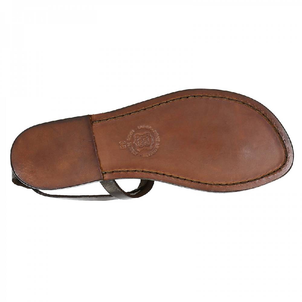 Lartigiano Del Cuoio Sandali Infradito Donna Fatti A Mano In Pelle Colore Testa Di Moro