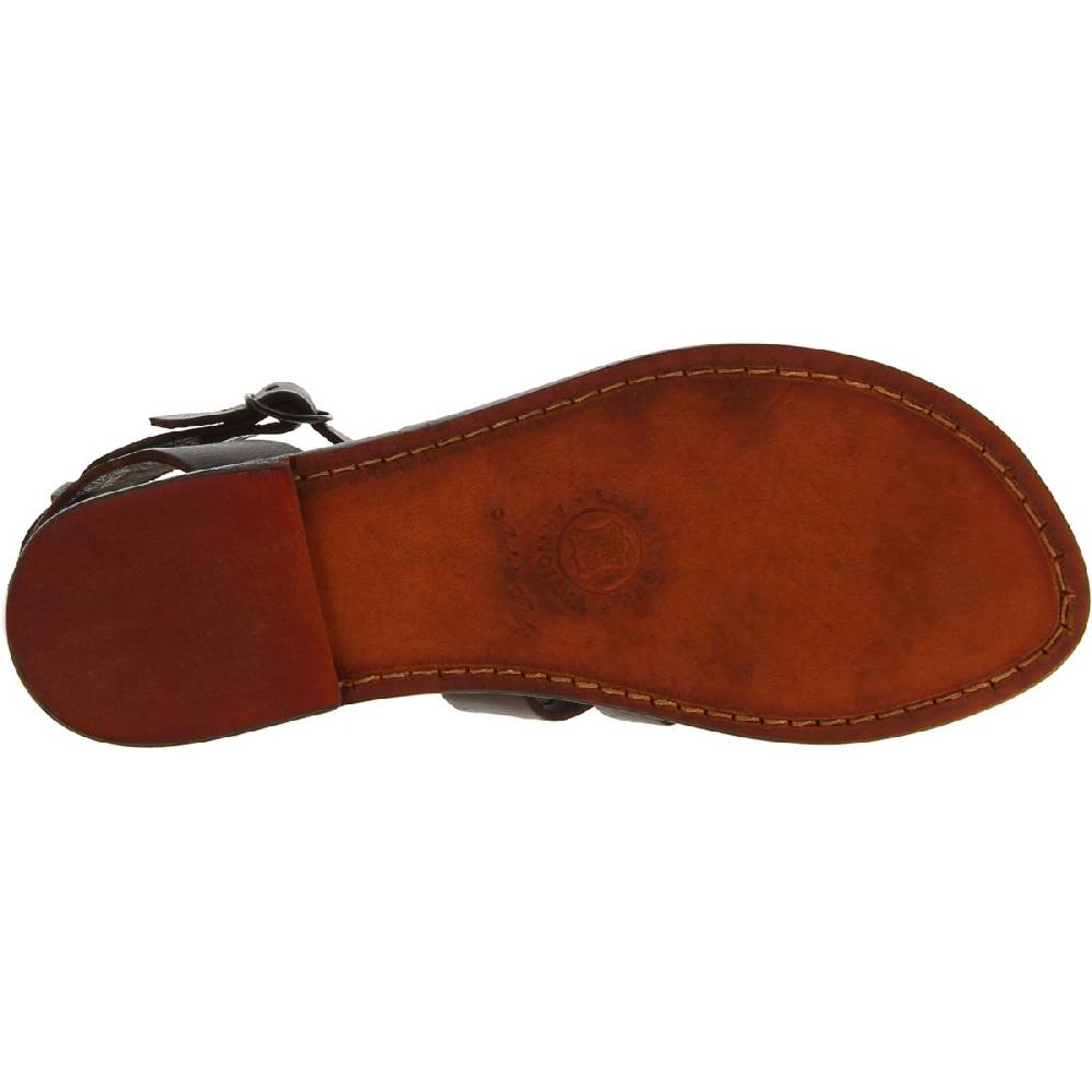 Lartigiano Del Cuoio Sandali Infradito Donna Fatti A Mano In Pelle Marrone Scuro