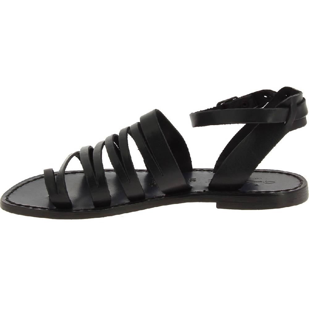 Lartigiano Del Cuoio Sandali Infradito Donna Fatti A Mano In Pelle Nera