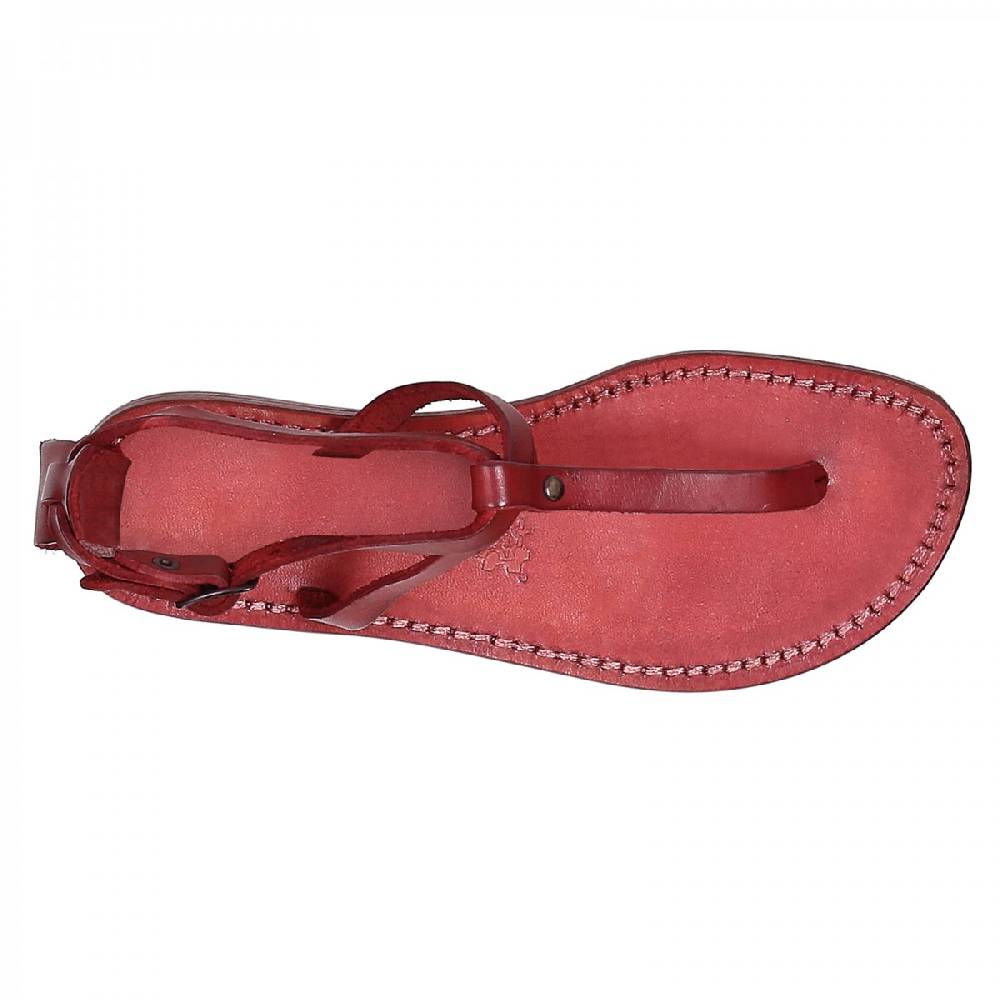 Lartigiano Del Cuoio Sandali Infradito Donna Fatti A Mano In Pelle Rosso