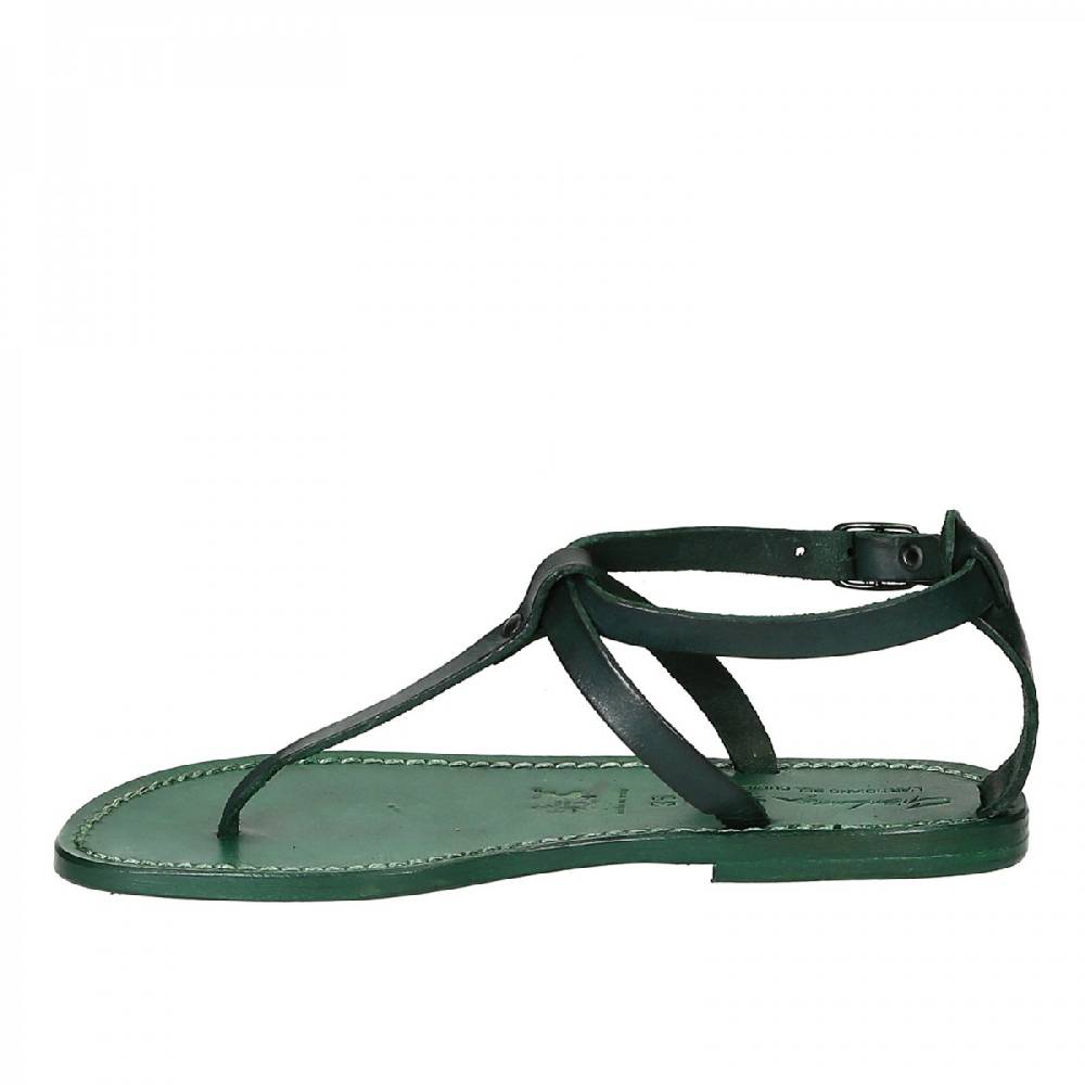 Lartigiano Del Cuoio Sandali Infradito Donna Fatti A Mano In Pelle Verde