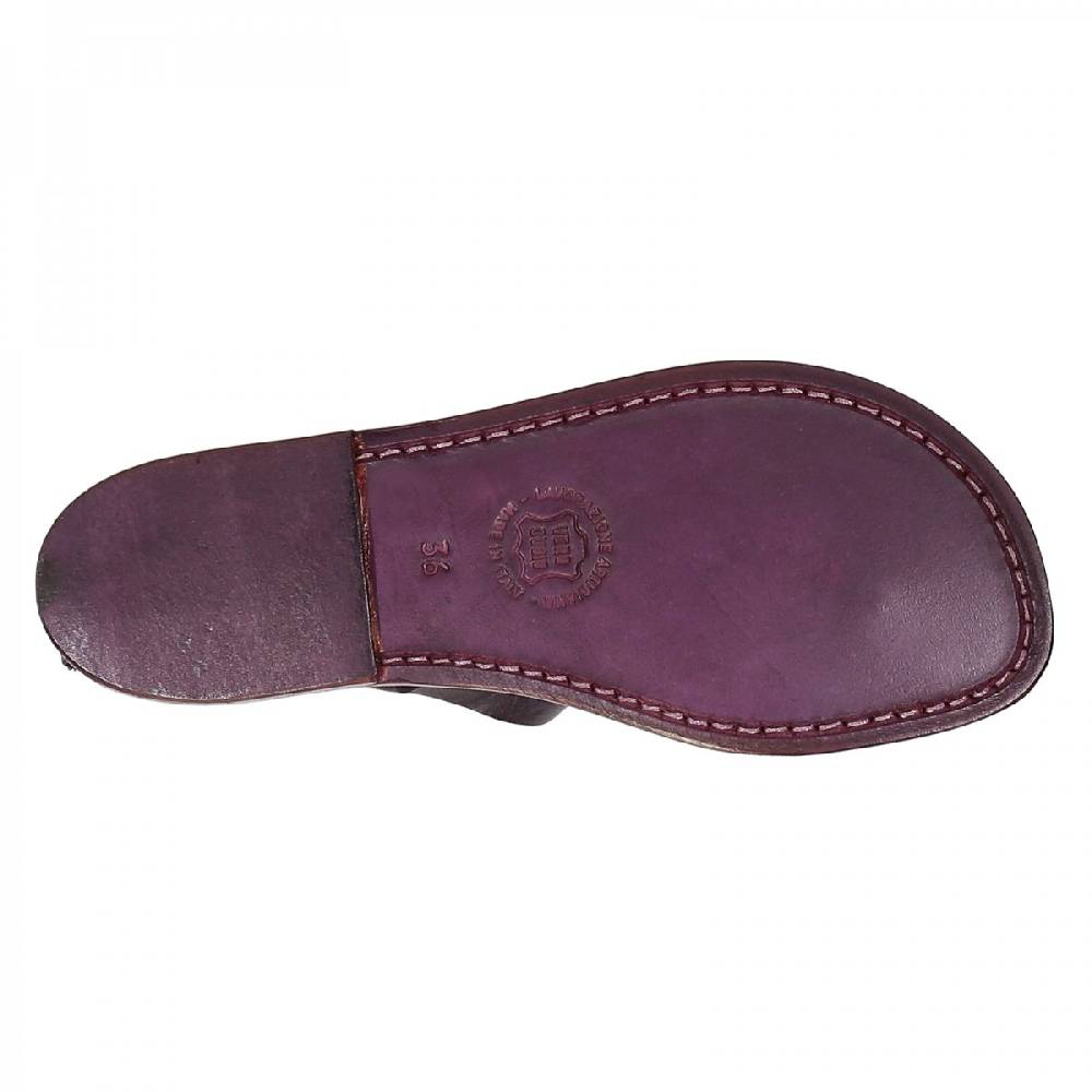 Lartigiano Del Cuoio Sandali Infradito Donna Fatti A Mano In Pelle Viola