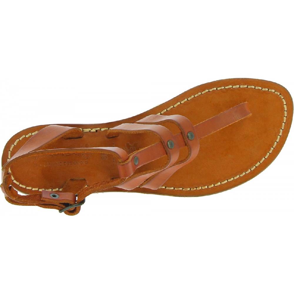 Lartigiano Del Cuoio Sandali Infradito Donna In Pelle Color Cuoio