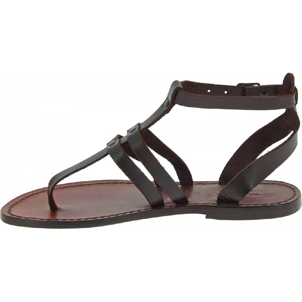 Lartigiano Del Cuoio Sandali Infradito Donna In Pelle Colore Testa Di Moro