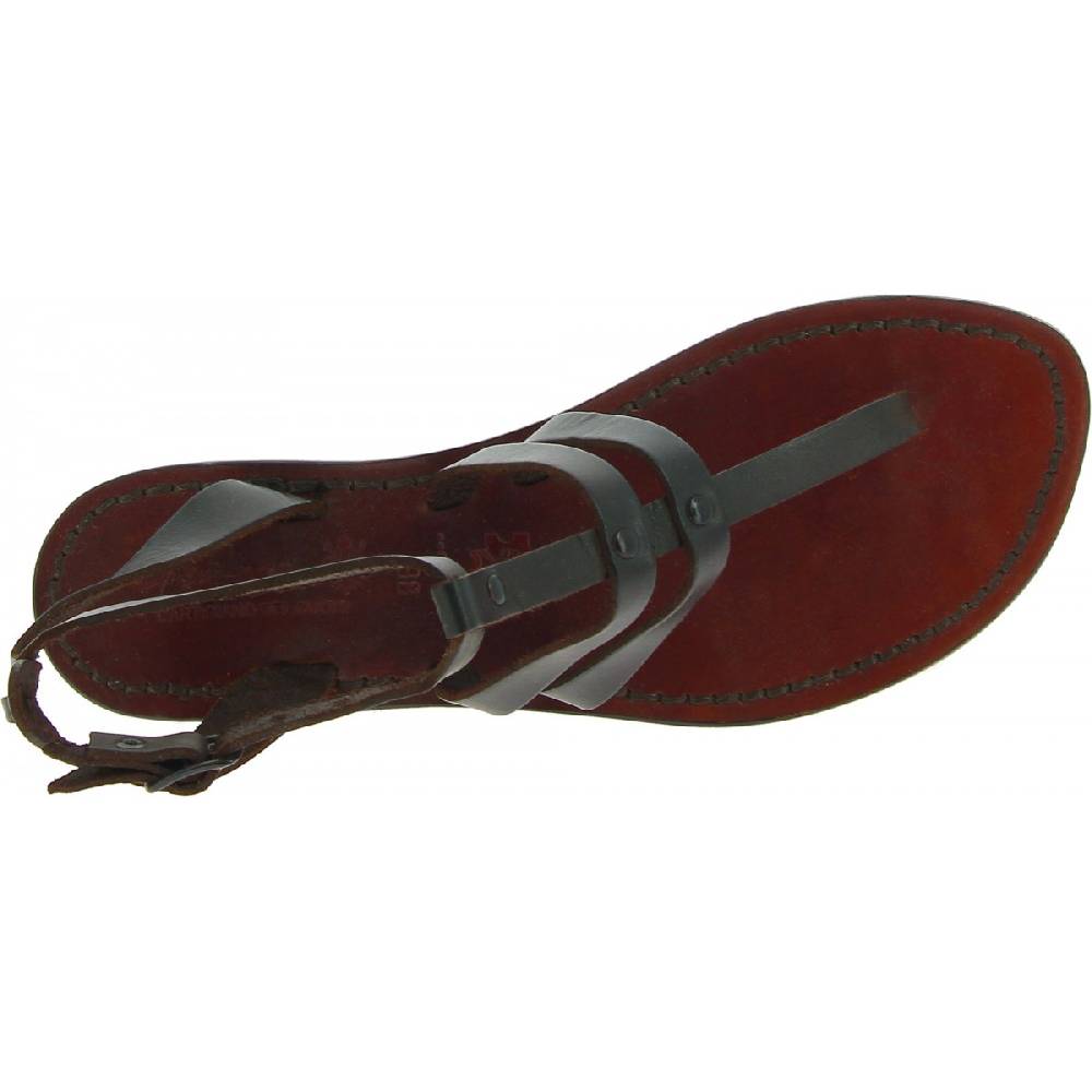 Lartigiano Del Cuoio Sandali Infradito Donna In Pelle Colore Testa Di Moro