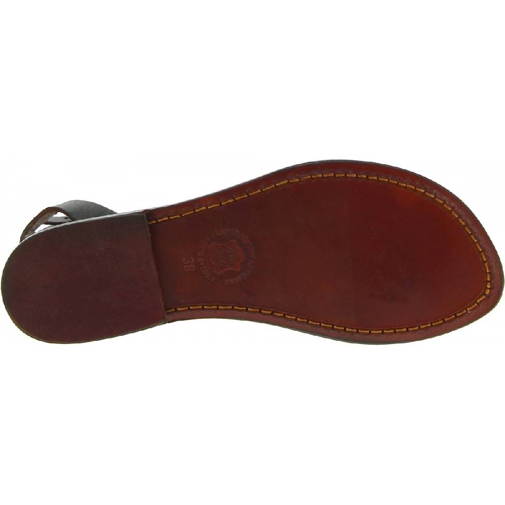 Lartigiano Del Cuoio Sandali Infradito Donna In Pelle Colore Testa Di Moro