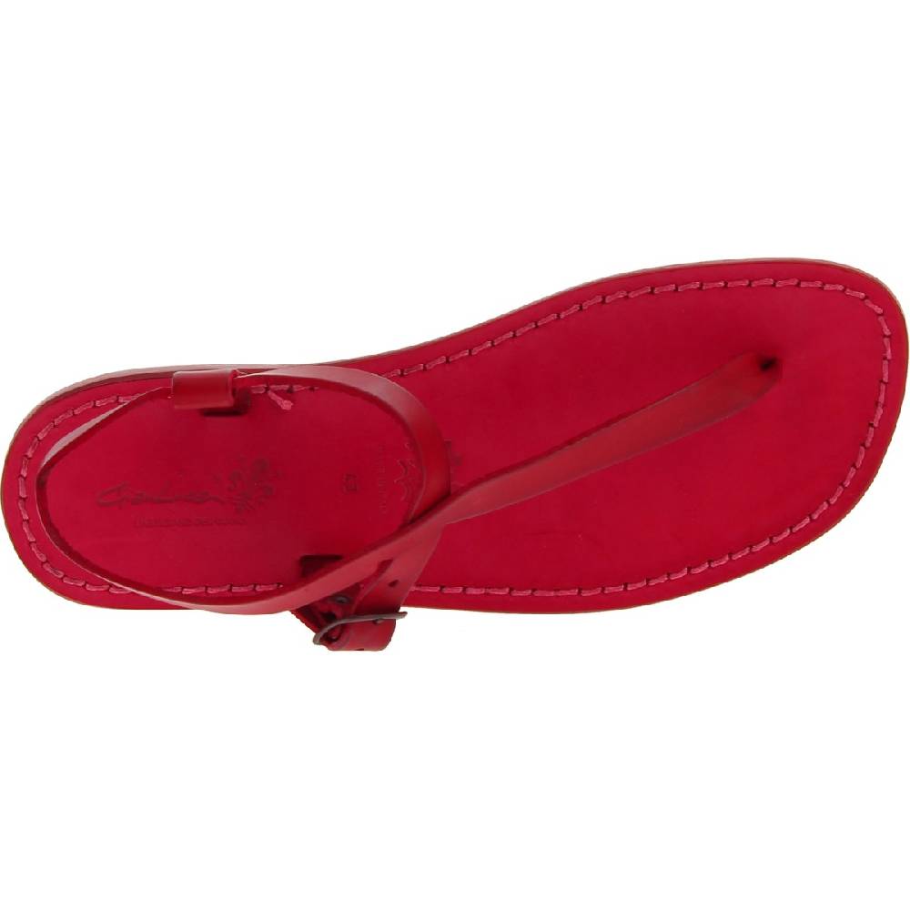 Lartigiano Del Cuoio Sandali Infradito In Cuoio Rosso Fatti A Mano