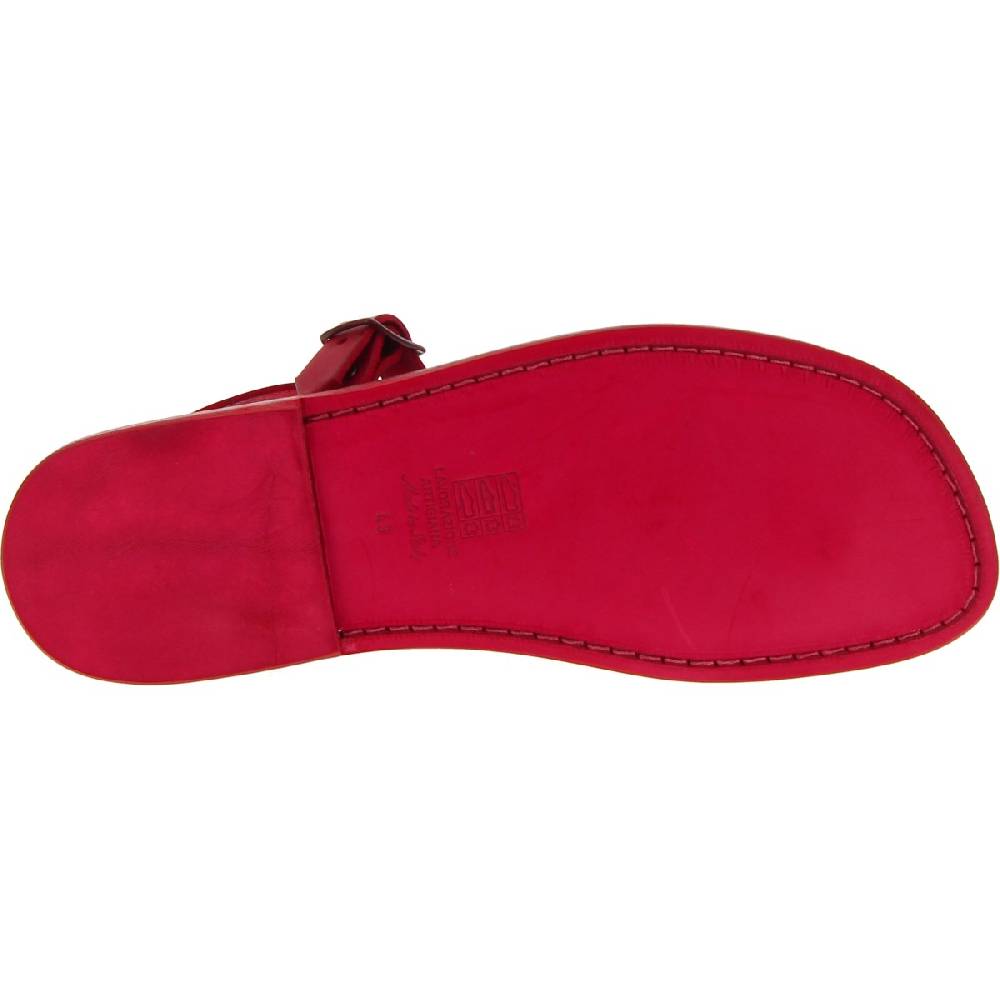 Lartigiano Del Cuoio Sandali Infradito In Cuoio Rosso Fatti A Mano