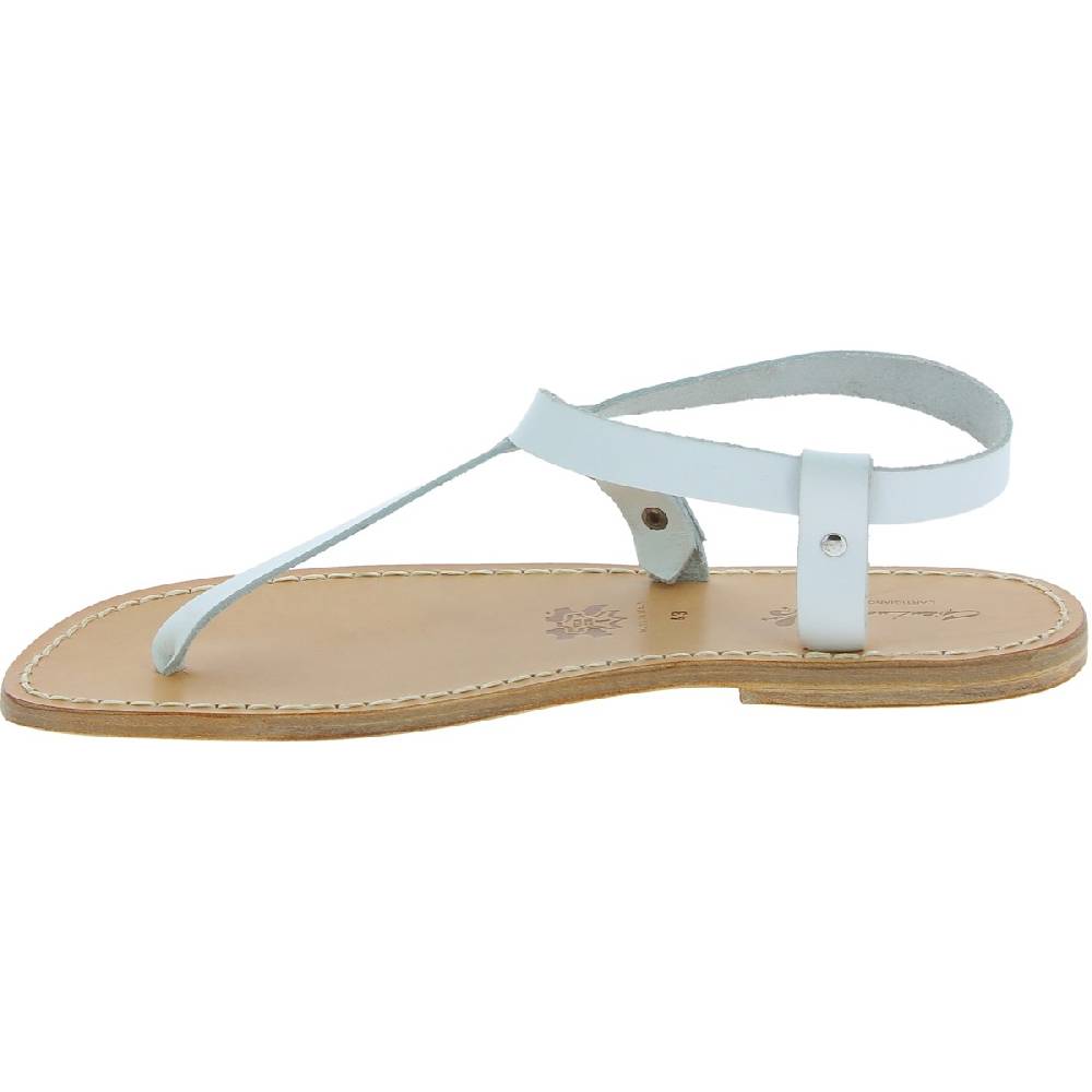 Lartigiano Del Cuoio Sandali Infradito In Pelle Bianca Fatti A Mano