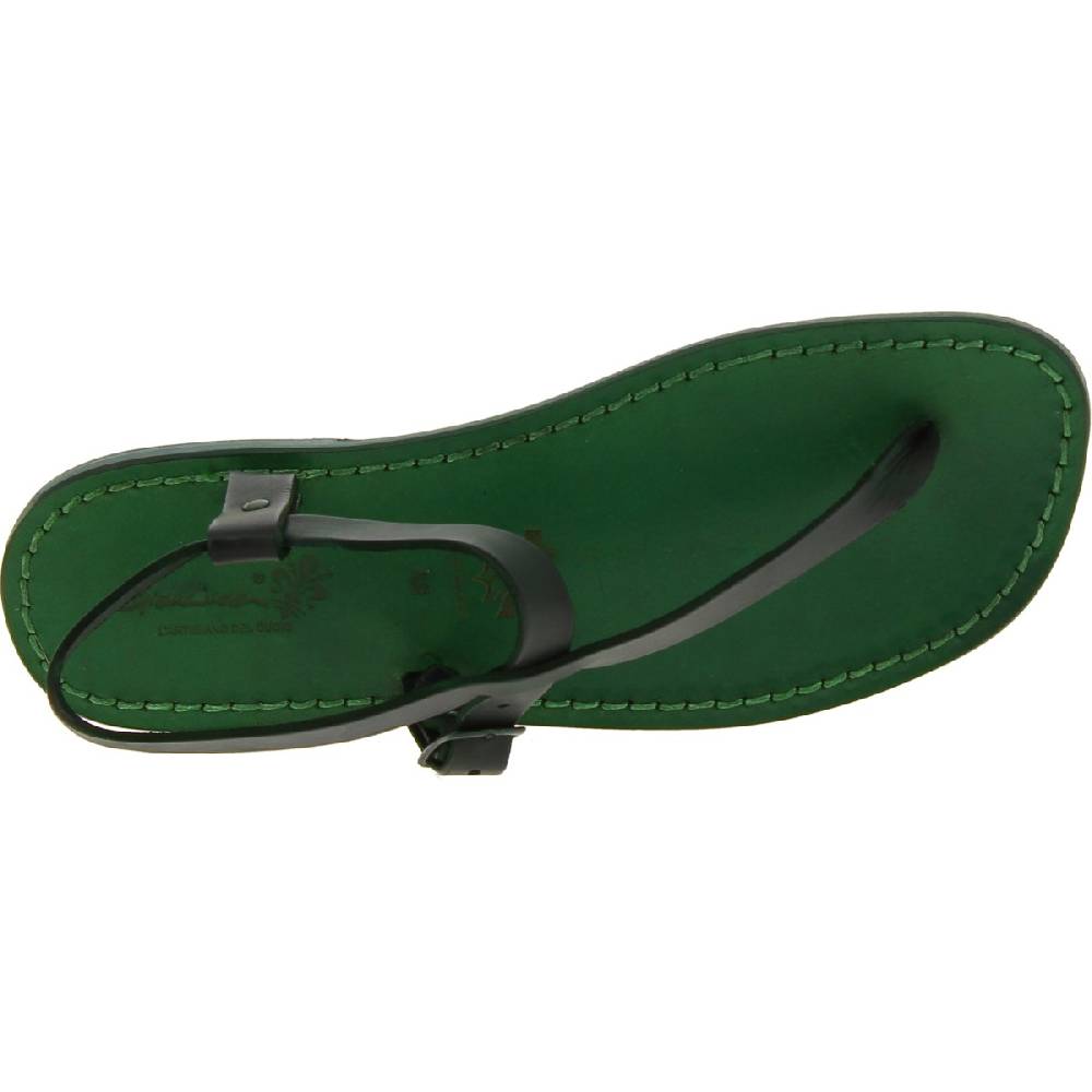 Lartigiano Del Cuoio Sandali Infradito In Pelle Verde Fatti A Mano