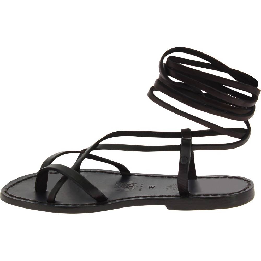 Lartigiano Del Cuoio Sandali Infradito Schiava Da Donna Artigianali In Pelle Nera