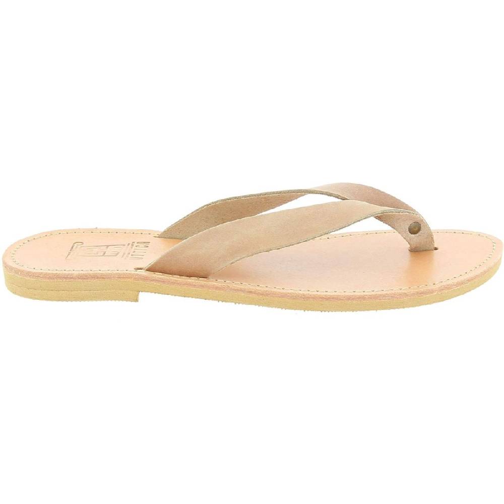 Lartigiano Del Cuoio Sandali Infradito Slip-on Da Uomo In Pelle Nabuk Nude Fatti A Mano