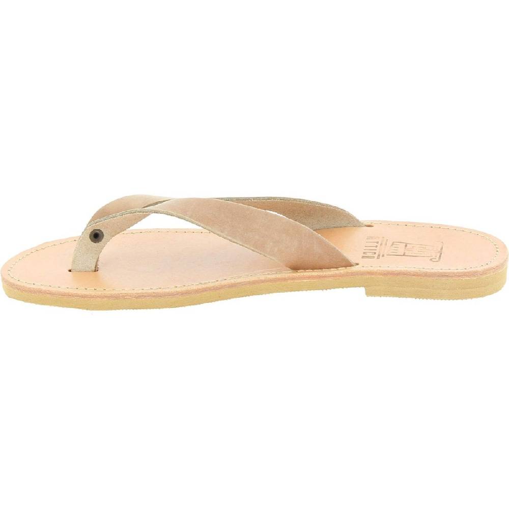 Lartigiano Del Cuoio Sandali Infradito Slip-on Da Uomo In Pelle Nabuk Nude Fatti A Mano