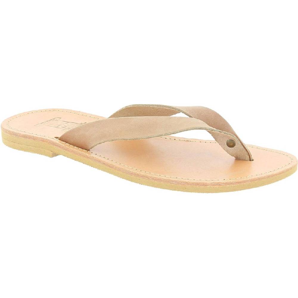 Lartigiano Del Cuoio Sandali infradito slip-on da uomo in pelle nabuk nude fatti a mano