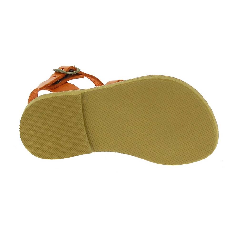 Lartigiano Del Cuoio Sandali Intrecciati Gladiatore Da Bambino In Pelle Di Vitello Arancione Chiusura Con Fibbia