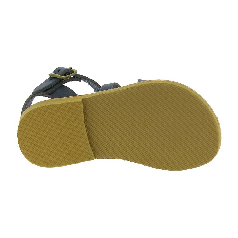 Lartigiano Del Cuoio Sandali Intrecciati Gladiatore Da Bambino In Pelle Nubuck Blu Chiusura Con Fibbia