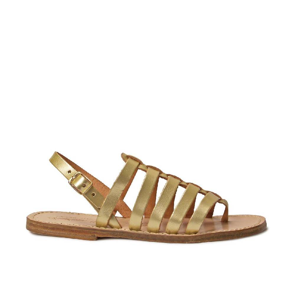 Lartigiano Del Cuoio Sandali Oro Infradito Alla Schiava Artigianali In Pelle