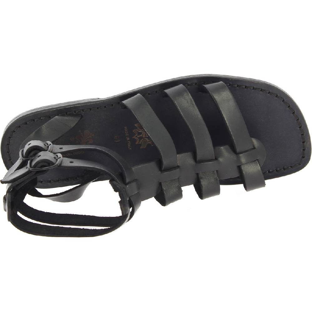 Lartigiano Del Cuoio Sandali Romani Da Uomo In Pelle Nera Artigianali