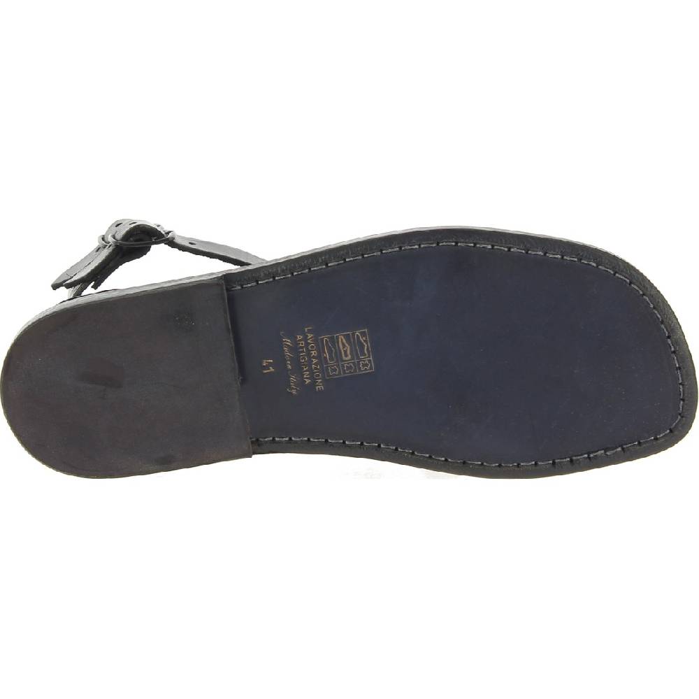 Lartigiano Del Cuoio Sandali Romani Da Uomo In Pelle Nera Artigianali