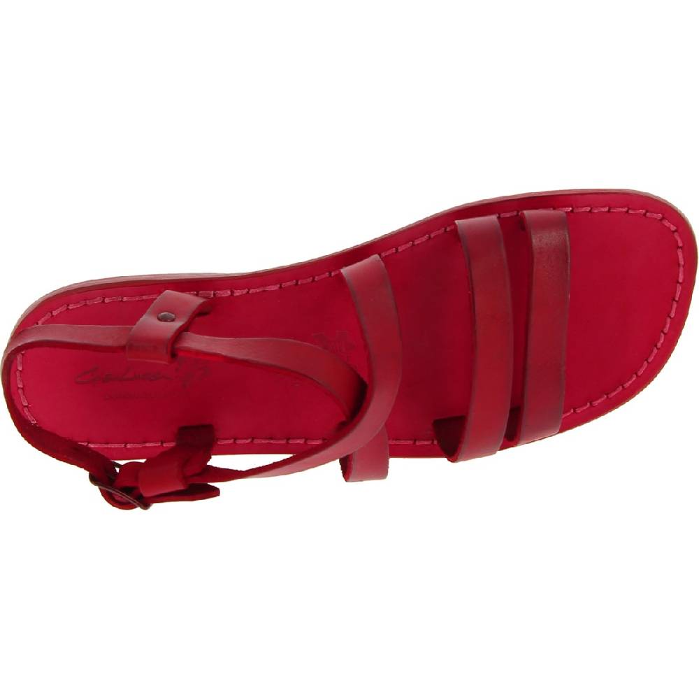 Lartigiano Del Cuoio Sandali Romani Uomo In Pelle Rossa Fatti A Mano In Italia