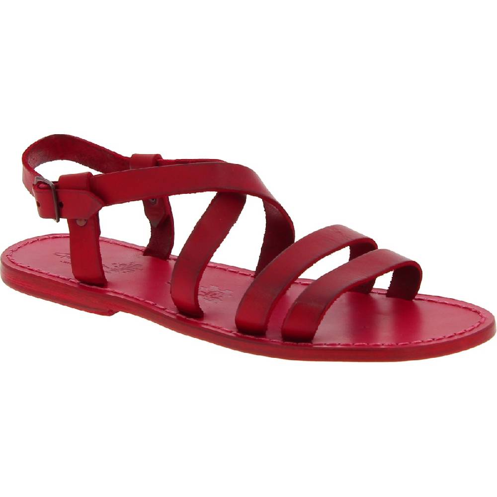 Lartigiano Del Cuoio Sandali romani uomo in pelle rossa fatti a mano in Italia