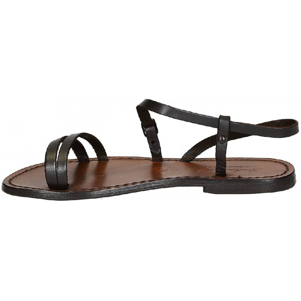 Lartigiano Del Cuoio Sandali Schiava Bassi Da Donna Color Testa Di Moro