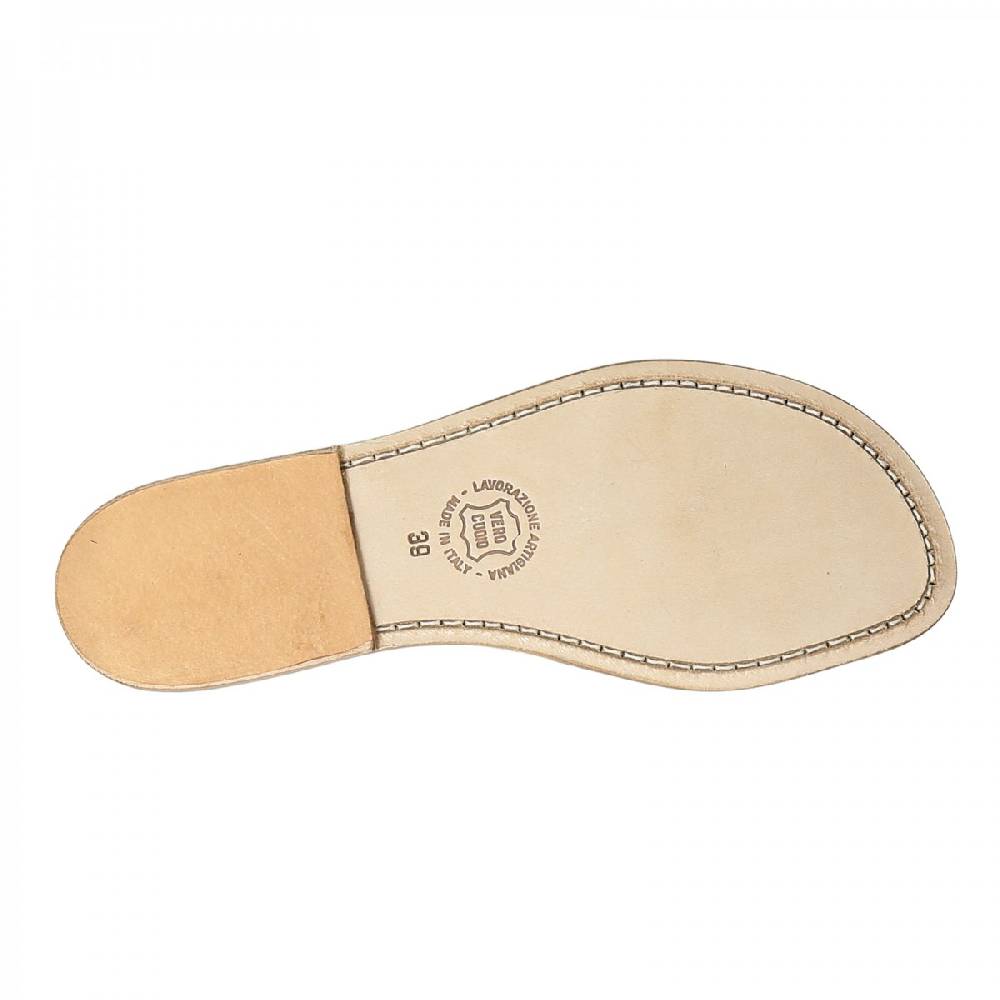 Lartigiano Del Cuoio Sandali Schiava Bassi Da Donna In Pelle Laminata Bronzo