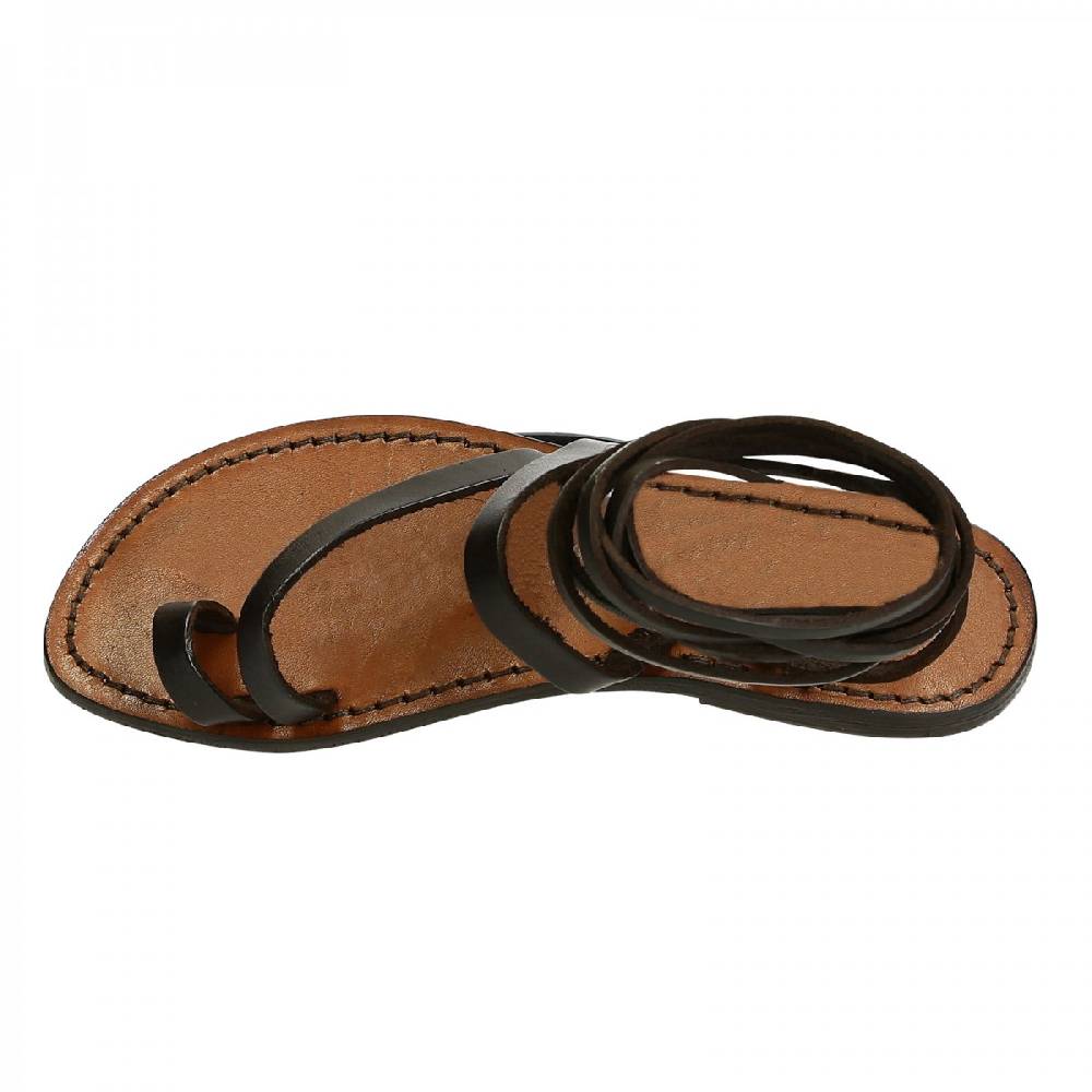 Lartigiano Del Cuoio Sandali Schiava Bassi Fatte A Mano In Pelle Testa Di Moro